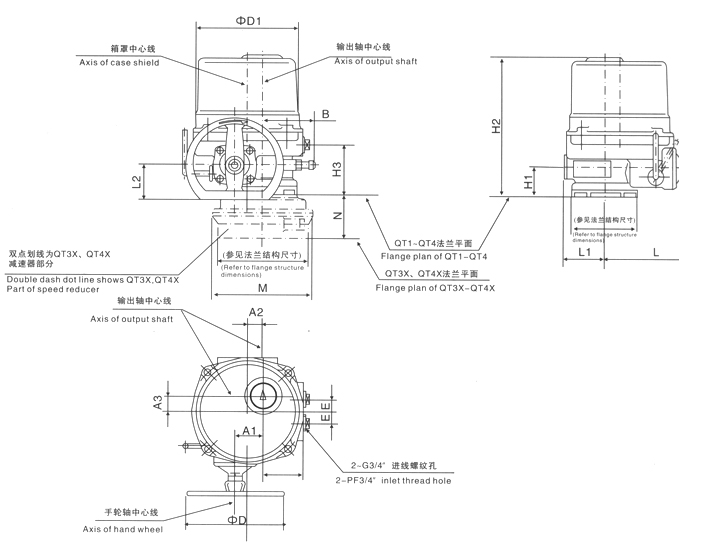 QT1~QT4(QT3X、QT4X)外形圖