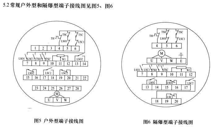 常規(guī)戶(hù)外型和隔爆型端子接線(xiàn)圖