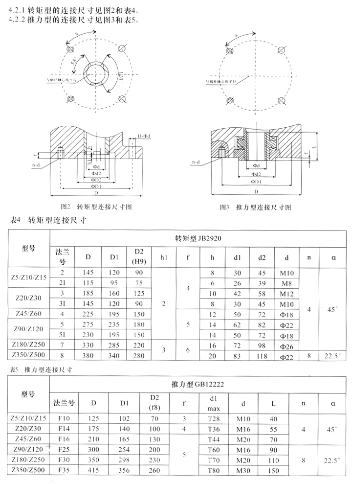 Z型多回轉(zhuǎn)閥門電動裝置與閥門連接的結(jié)構(gòu)示意圖及尺寸